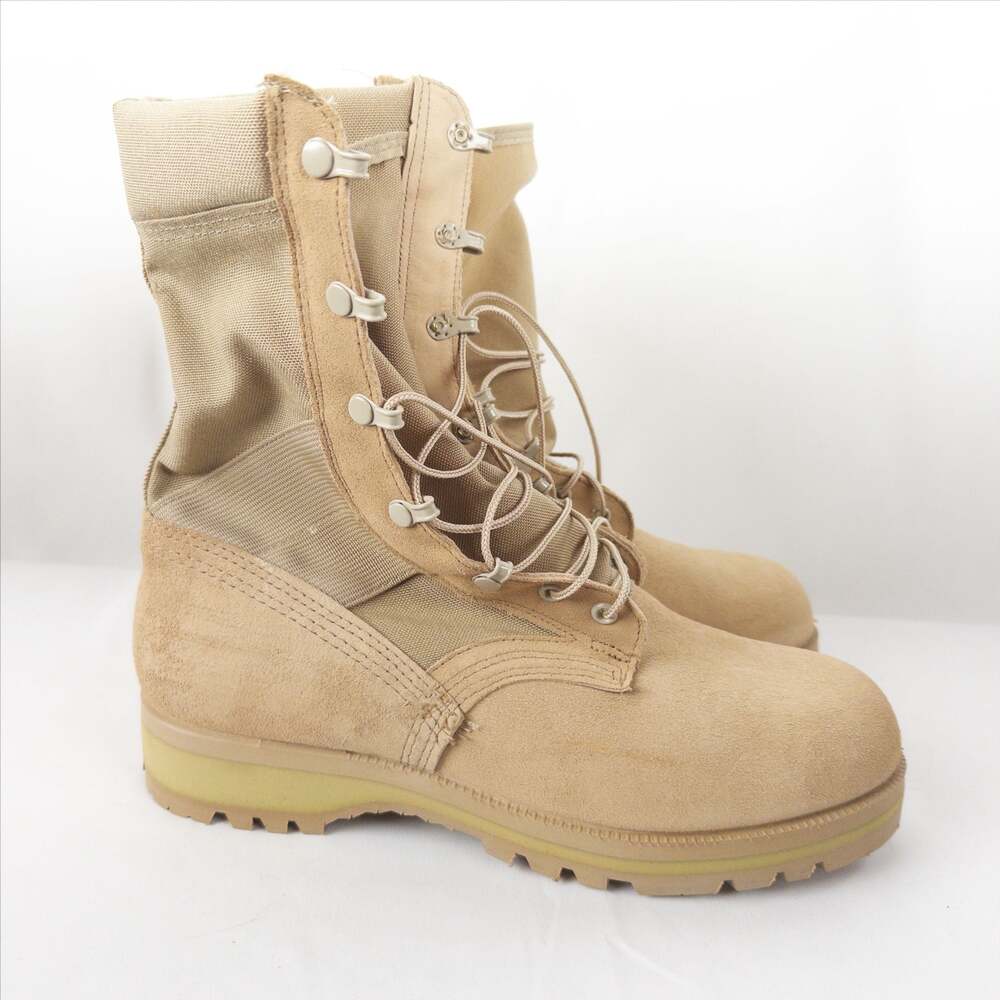 US Military Hot Weather Desert Tan Suede & Canvas Combat Boots with Vibram Sole
